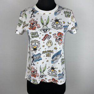 Looney Tunes T-Shirt Juniors XS Graphic Colorful Cartoon Bugs Bunny Tweety Bird